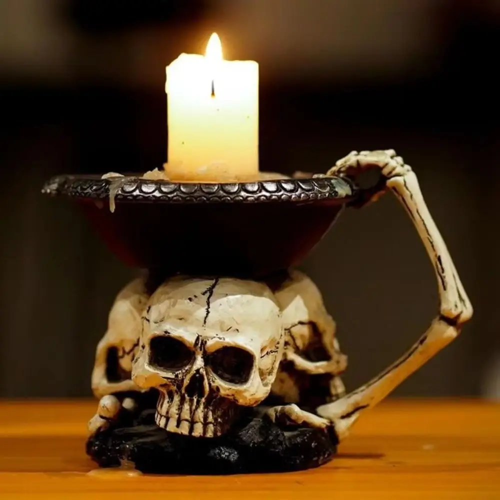 2024 Novelty Vintage Candlestick Resin Terror Tealight Candle Holder Bone Candlestick Party