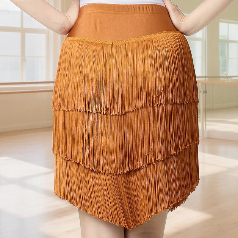 Waltz Ballroom Dance Tassels Skirt Full Fringed Latin Dance Skirts Women Samba Rumba Chacha Dance Skirt Training Wear DW10852