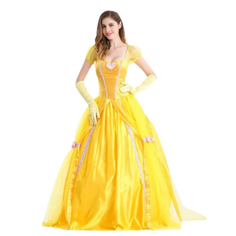 

Belle Beauty and the Beast Costumes Women Adult Dresses Party Fancy Girls Long Princess Female Anime Cosplay anime cosplay