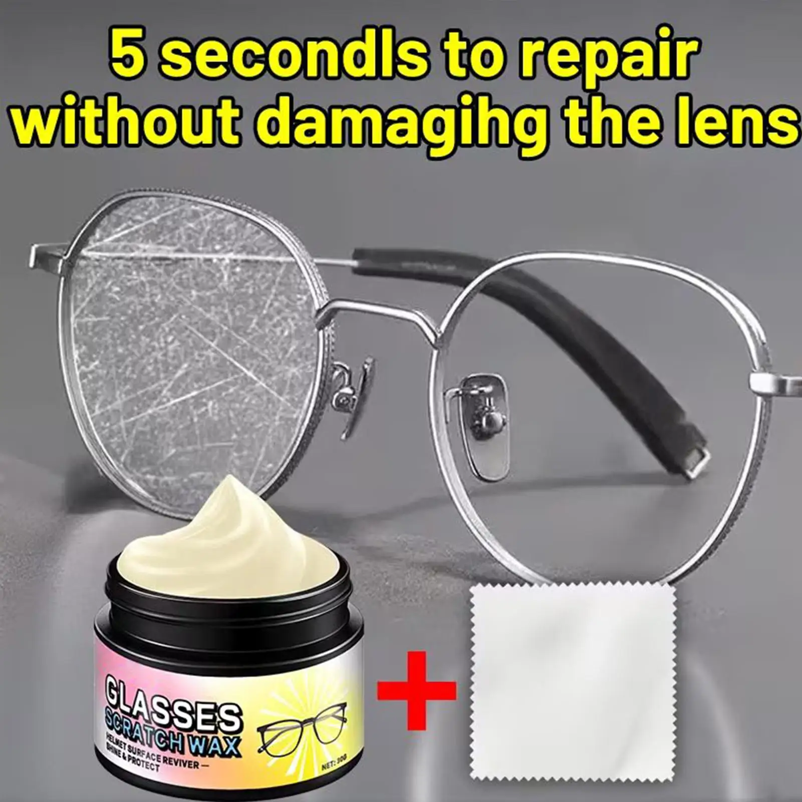 Eyeglass Lens Scratch Remover Wax, Optical Glasses Repair Polish Kit, Restore Clarity for Sunglasses, Camera & Phone Screens