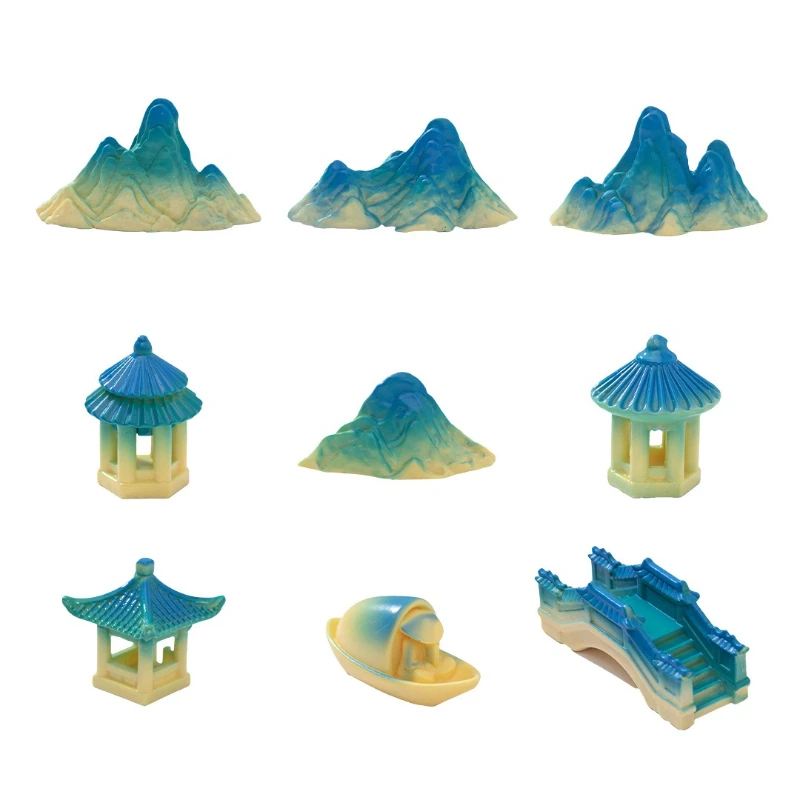 

Chinese Style Miniature Landscape Aquarium Rockery Bridge Pavilion Resin Ornament DIY Gardening Landscape Decoration Accessories