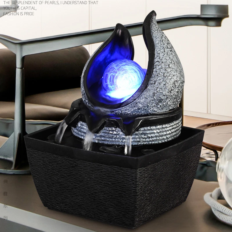 Handmade Home Decorations Resin Rockery Fountains Mountain View Small Ornaments Desktop Water Sound Feng Shui Tea Pet