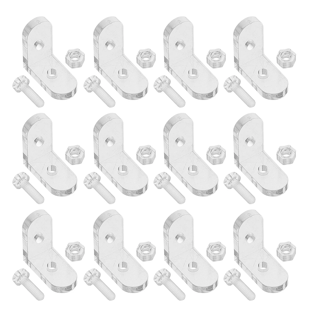 

40pcs L-Shaped Corner Brackets Clear Acrylic 90 Degree Right Angle Support For Cabinet Shelf Glass Mirror Furniture Hardware