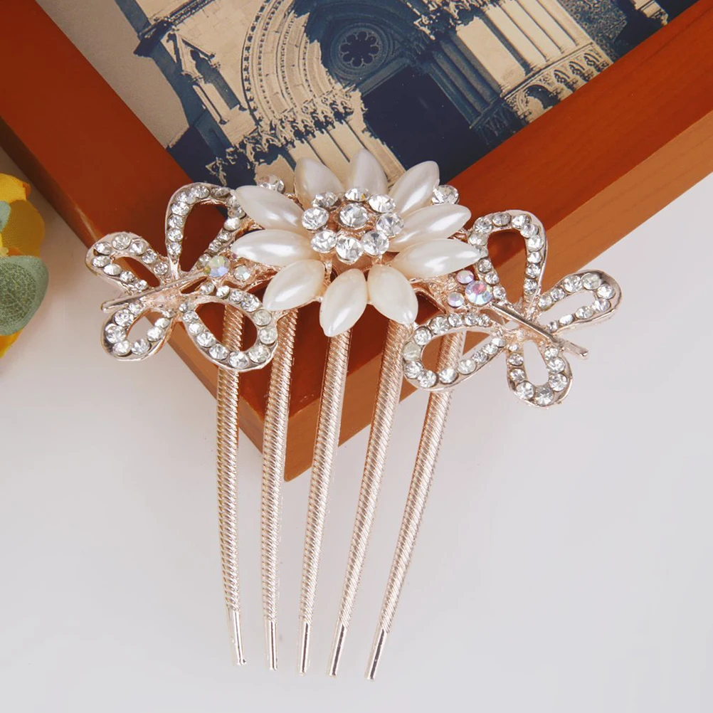 

Rhinestone Pearl Comb Wedding Hair naments Elegant Clip for Wedding Over Flower Everyday Use Inspired Butterfly Flower
