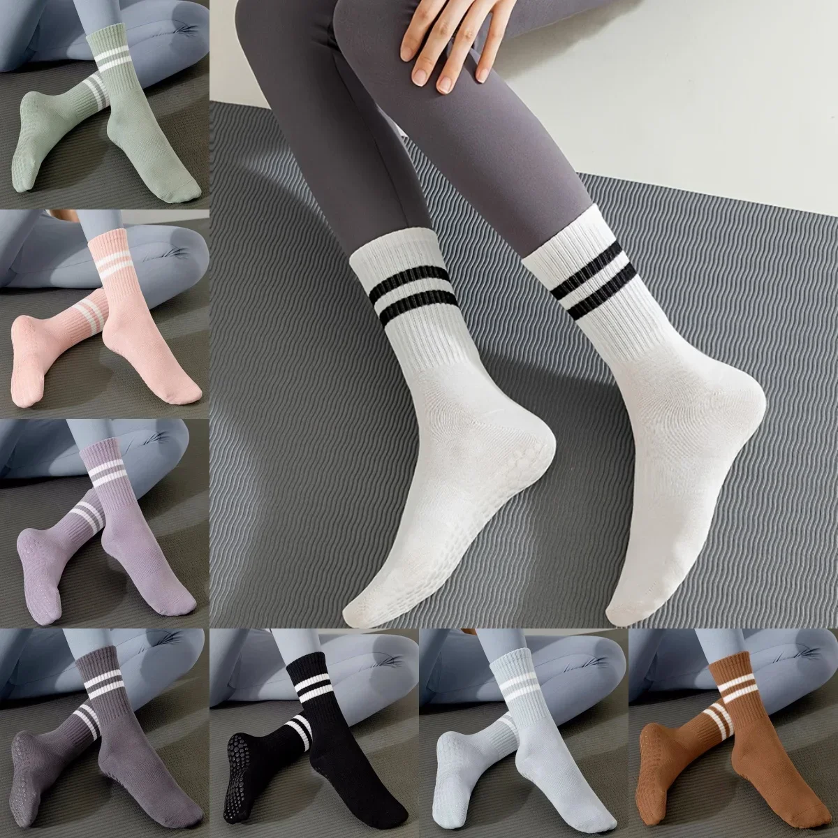 Yoga Non-slip Socks Silicone Indoor Women Professional Fitness Socks Gym Floor Dance Pilates Mid-tube Bottom Sports Socks