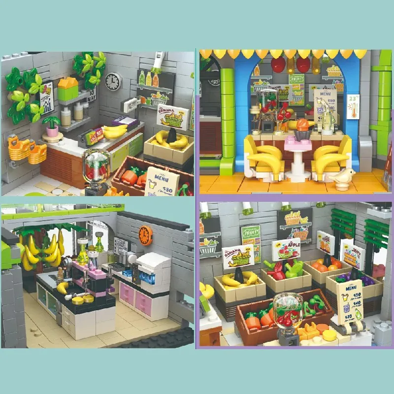 2165 قطعة مجموعات مباني منزل متجر الموز ، متجر المدينة العمارة وحدات بنة التجمع أطقم منمذجة اللعب ، هدية الكبار #2