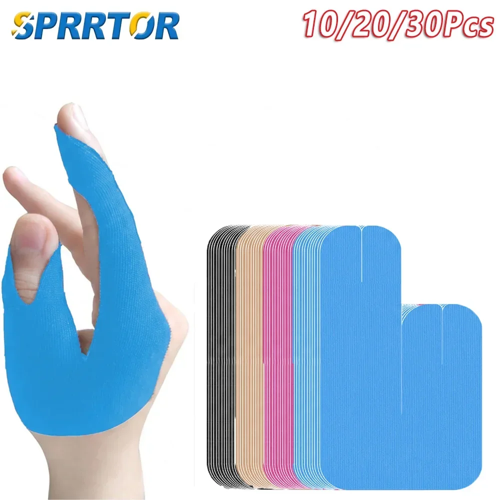 10-30PCS Precut Thumb Kinesiology Tape, Elastic Double Thumb Support Patches,Sports Finger Bandages for Billiards Bowling Sports