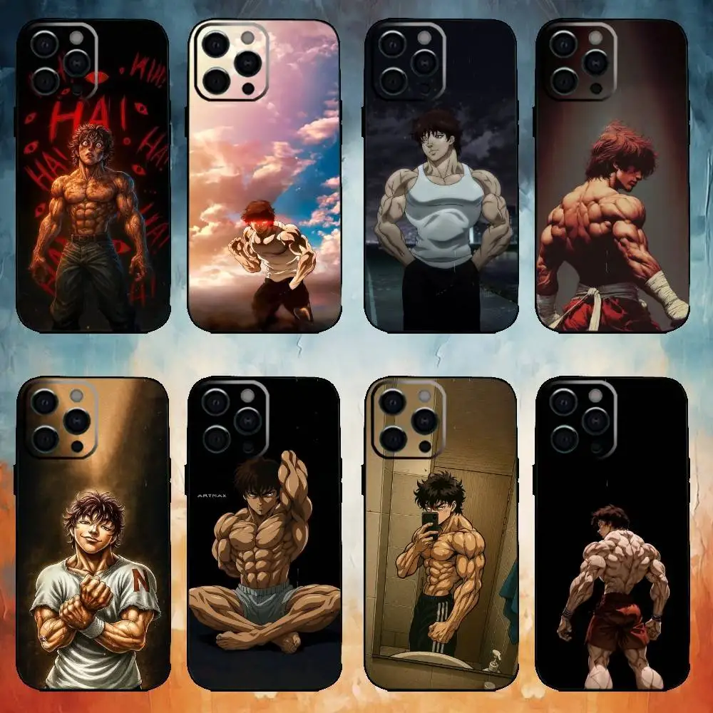 

Baki Anime Hanma Phone Case For iPhone17,16,15,14,13,12,11 Plus,Pro Max Soft Black Cover