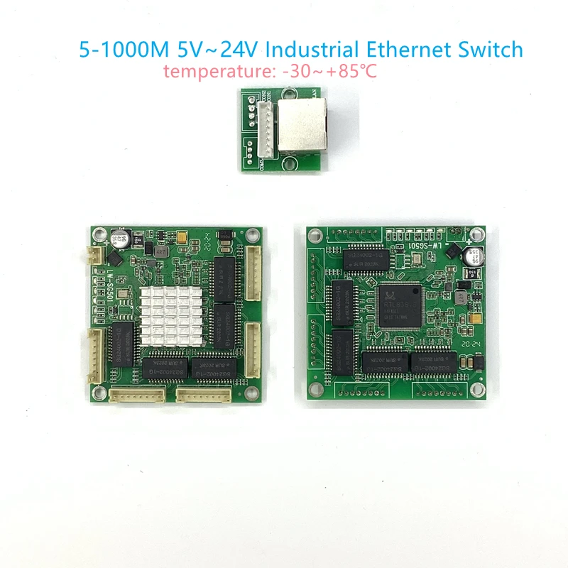 Módulo integrado dc 5v 12v16v 18v 24v 1a-3a do interruptor dos ethernet do gigabit do porto de 10/100/1000m 5 no interruptor industrial dos ethernet