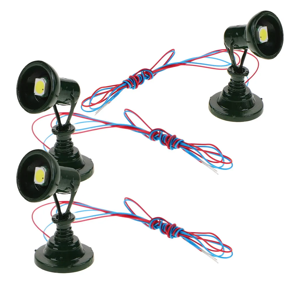 

3Pcs Railway Light Mini Train Lamp Post Street Light Scale Railroad Scenery Accessories Garden Landscape Decoration Green