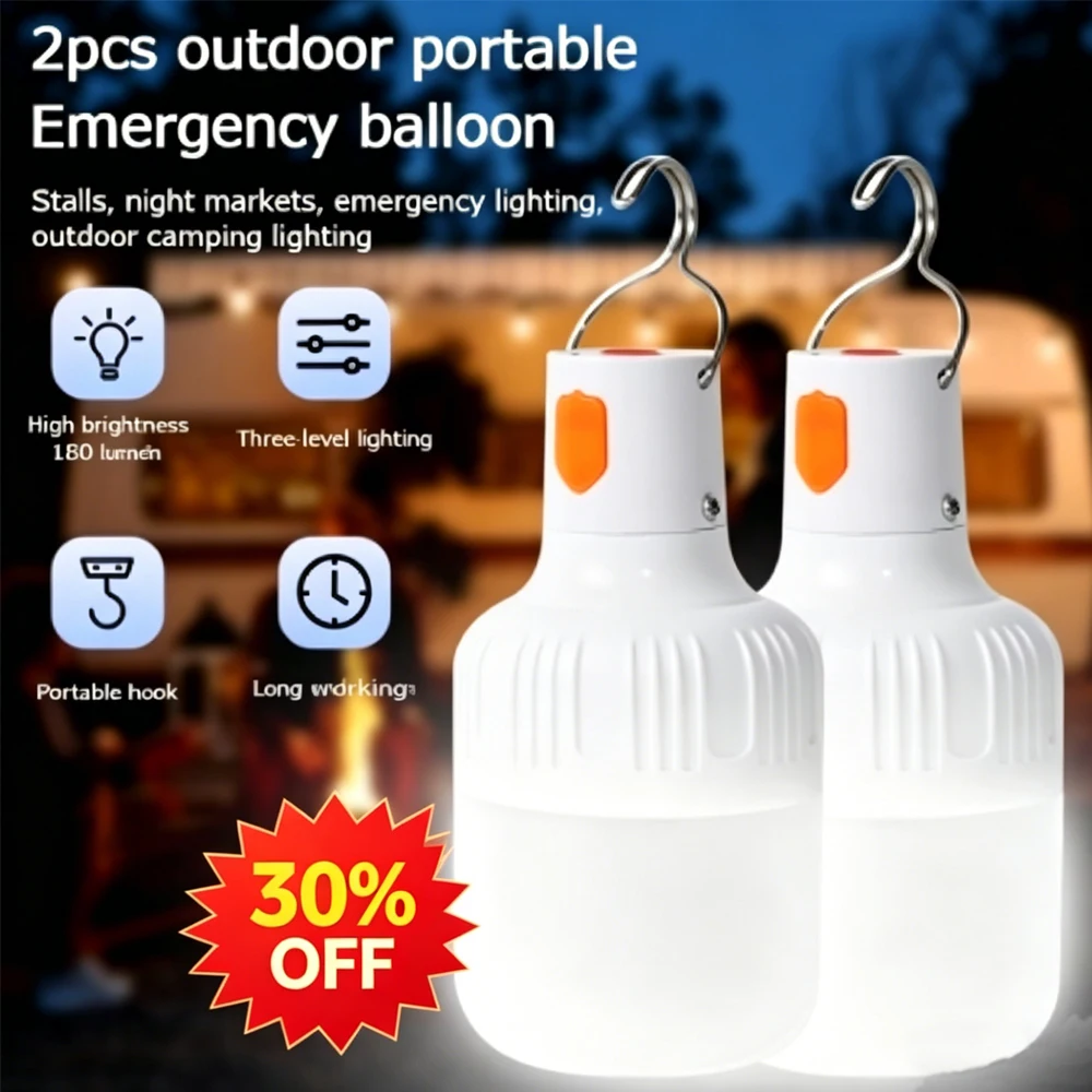 

1-4pcs Rechargeable LED Indoor Outdoor Emergency Portable Lights with Battery Flashing Lights Torch Barbecue Tent Camping Lights