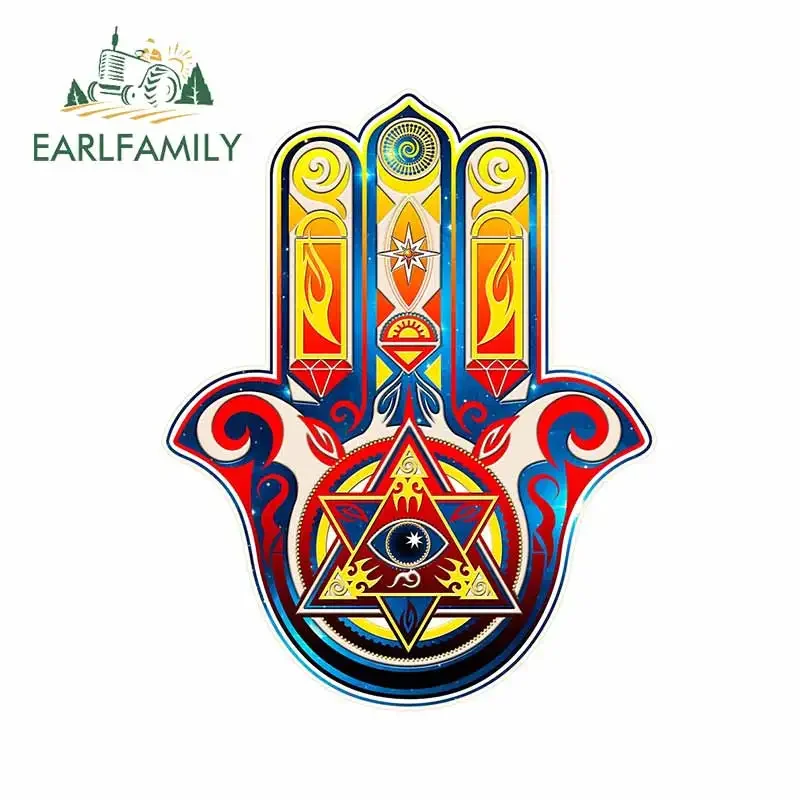 EARLFAMILY 13 cm x 10,3 cm für Hamsa Hand of Fatima Autoaufkleber Cartoon RV Kofferraum Kratzfester Aufkleber Windschutzscheibe Anime Dekoration