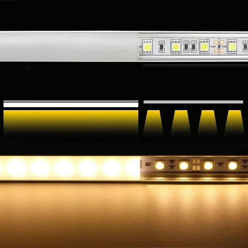 LED Strip Aluminum Profile 0.5m 12mm Flat Body for LED Linear Luminaire 2-30 Sets Lot Lighting Accessories
