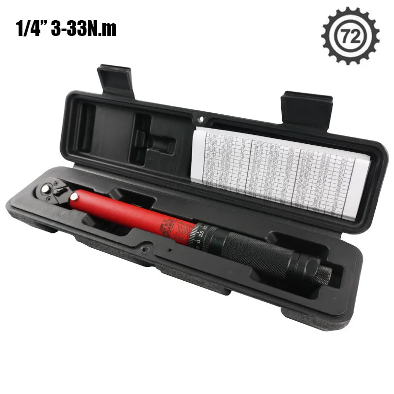 72T Drehmomentschlüssel 1/2'' 3/8'' 1/4'' Vierkantantrieb Voreingestellter Fahrrad-Drehmomentschlüssel Zweiwege-Ratsche Auto Fahrrad Kfz-Handwerkzeuge – Detail 7