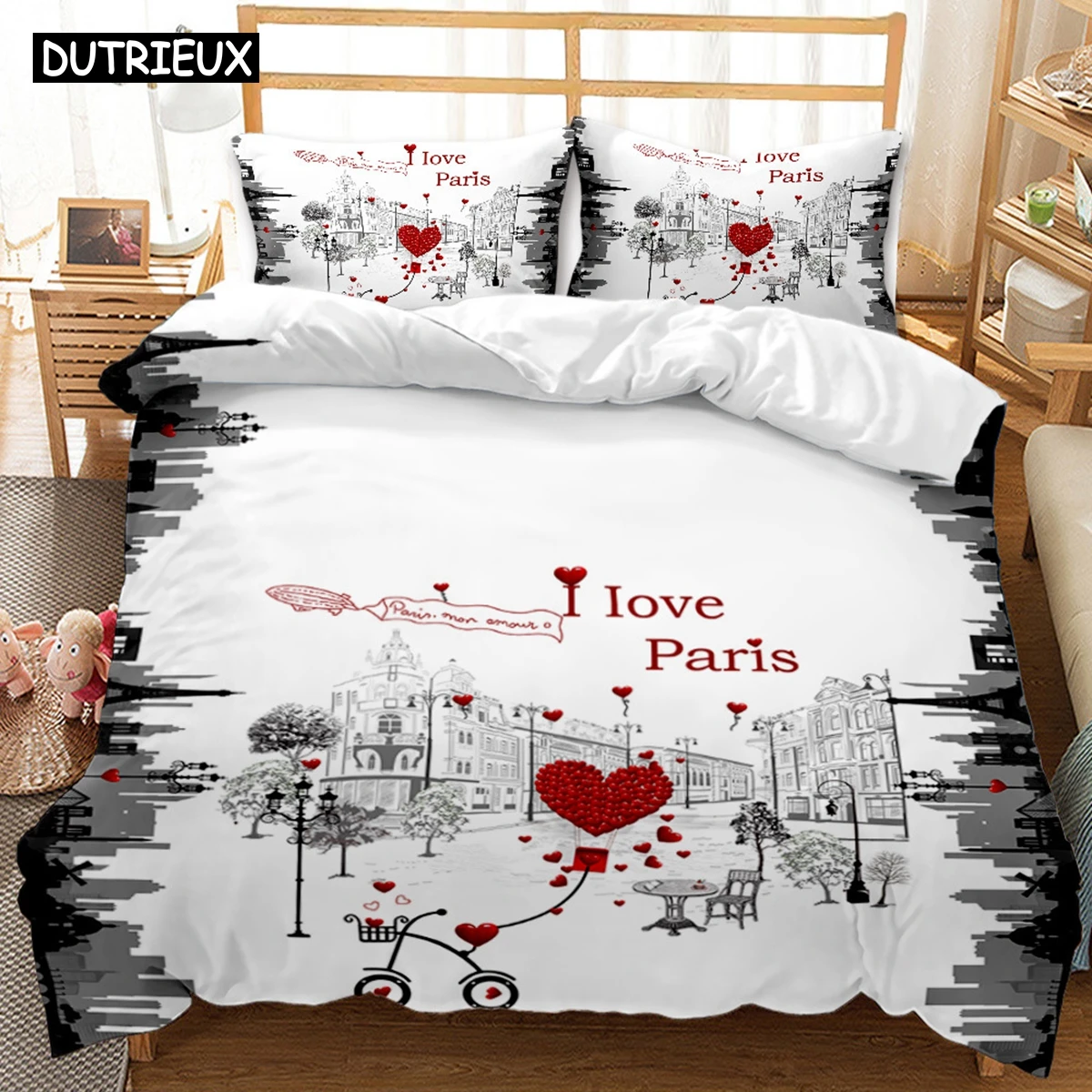 British Style Europe Valentine's Day 3D Print Comforter Bedding Set Queen Twin Single Size Duvet Cover Set Pillowcase Luxury