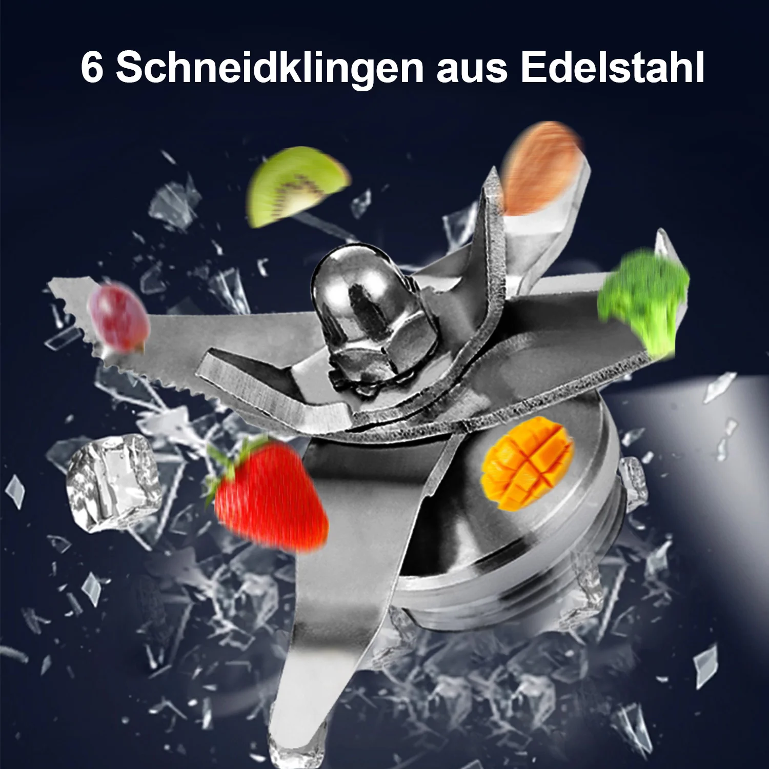 BioloMix Mini Pro Mixer, 1800 W Motor, 1,8 l Hauptglas, 0,6 l tragbarer Becher, BPA-frei, robuster Entsafter, Smoothie-Maker und Mühle – Detail 5