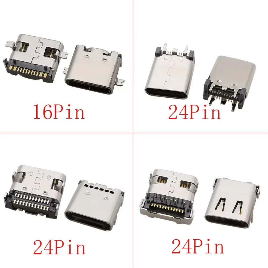 10Pcs Type C Connector Charging Port 2/6/16/24Pin Jack Socket Soldering Connector USB-C Female DIY Repair Adapter