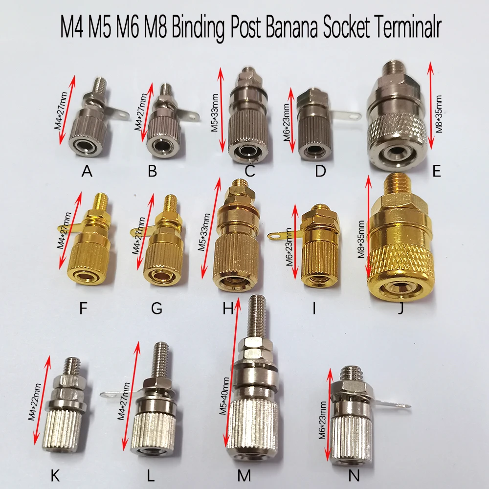 M4 M5 M6 M8 Bündelklemmen 8/6/5/4mm Bananenbuchsen-Anschluss Kupfer Nickel Vergoldet Hochstrom-Steckverbinder für Verstärker Lautsprecher – Detail 1