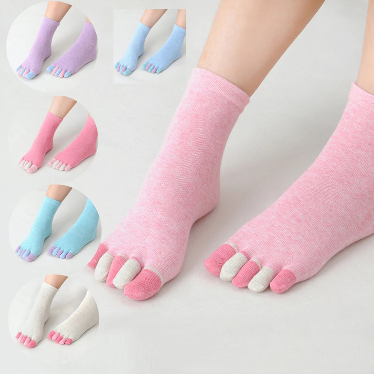 6 Pairs Women Five finger Socks Cotton Breathable Elastic Ankle Short Socks Casual High Quality Girls Socks Soft Funny Toe Socks