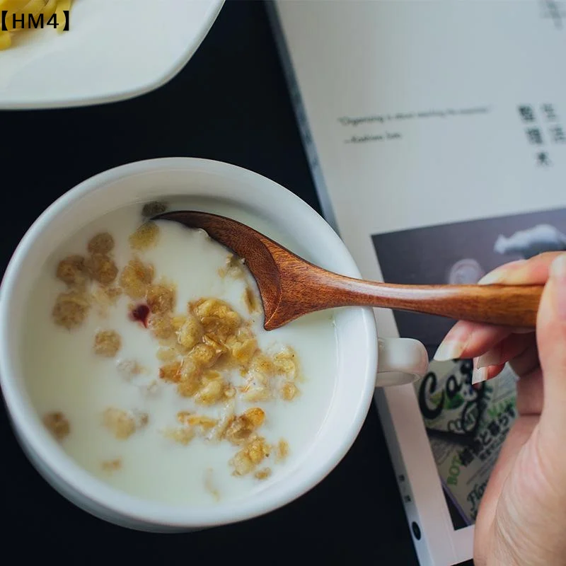 Hand Made Wooden Spoon Coffee Dessert Tableware Catering Scoop Kitchen Cooking Tool Soup Spoon〔HM4〕
