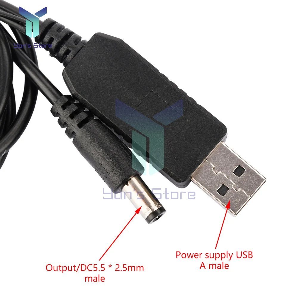 1 szt. Przewód zasilający USB 5V do 9V / 12V 3A moduł zwiększający 1M konwerter USB kabel Adapter 5.5x2.5mm wtyczka do Arduino WIFI