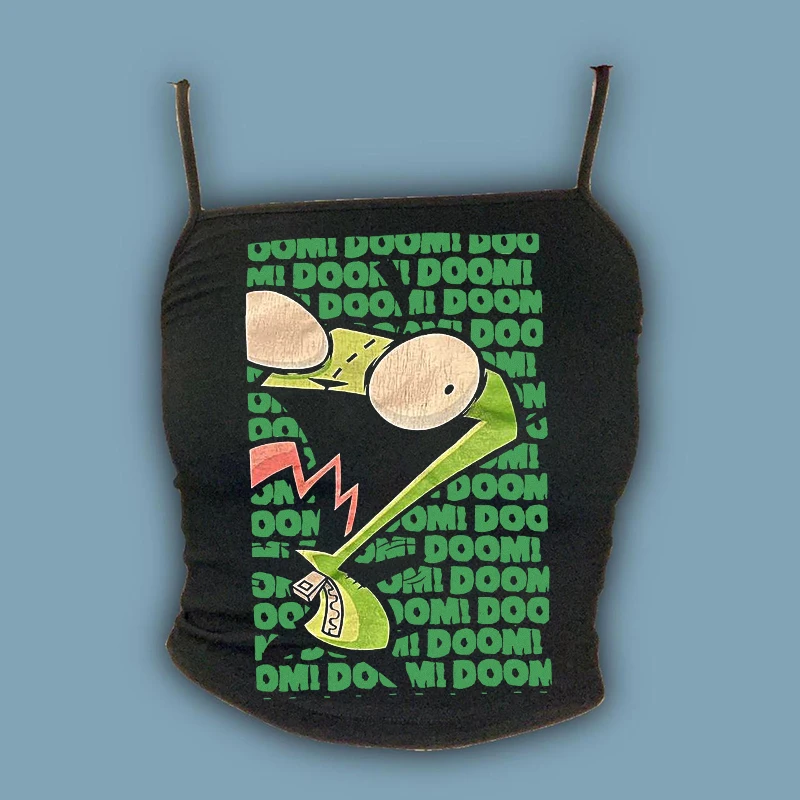 Gothic Harajuku Punk Print T-Shirt Y2k styl krótki rękaw Skinny Cropped Tees Women kawaii Sexy streetwear 2000s Emo girls tops