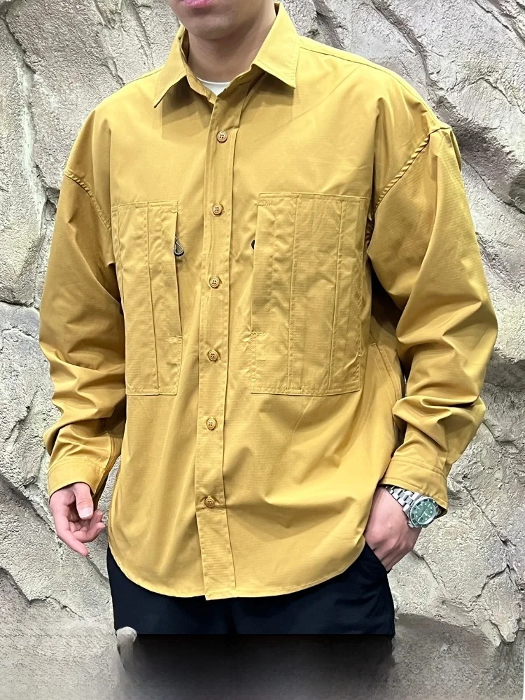 

Loose Fit Long Sleeve Men's Workwear Outdoor Quick Dry Shirt Standard Version Polyester Fiber Waterproof Windproof Wear Resis...