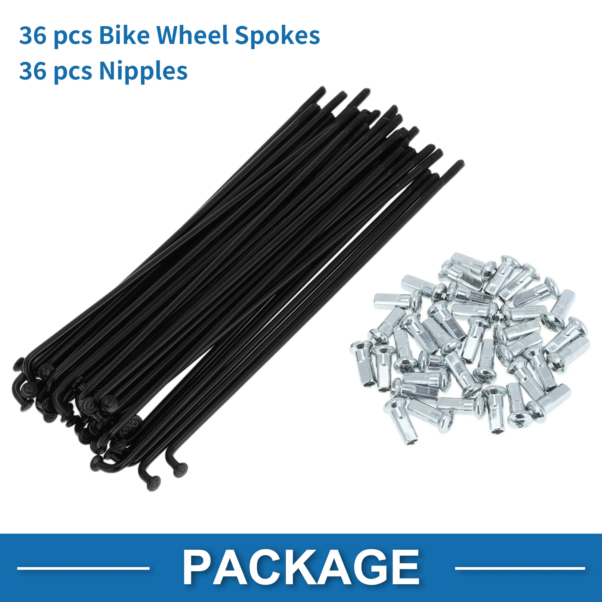 X Autohaux Bicycle Spokes 12G 125/134/136/155/160/170/175/183/185mm Length Bike Wheel Spokes Replacment Parts Carbon Steel Black