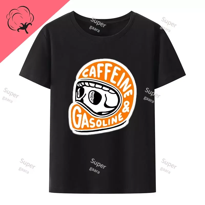

Caffeine & Gasoline Theme 100Cotton Men T-shirt Dedicated T-shirts Zevity Graphic Gym Short Sleeve Tee Woman Clothing Y2k Tops