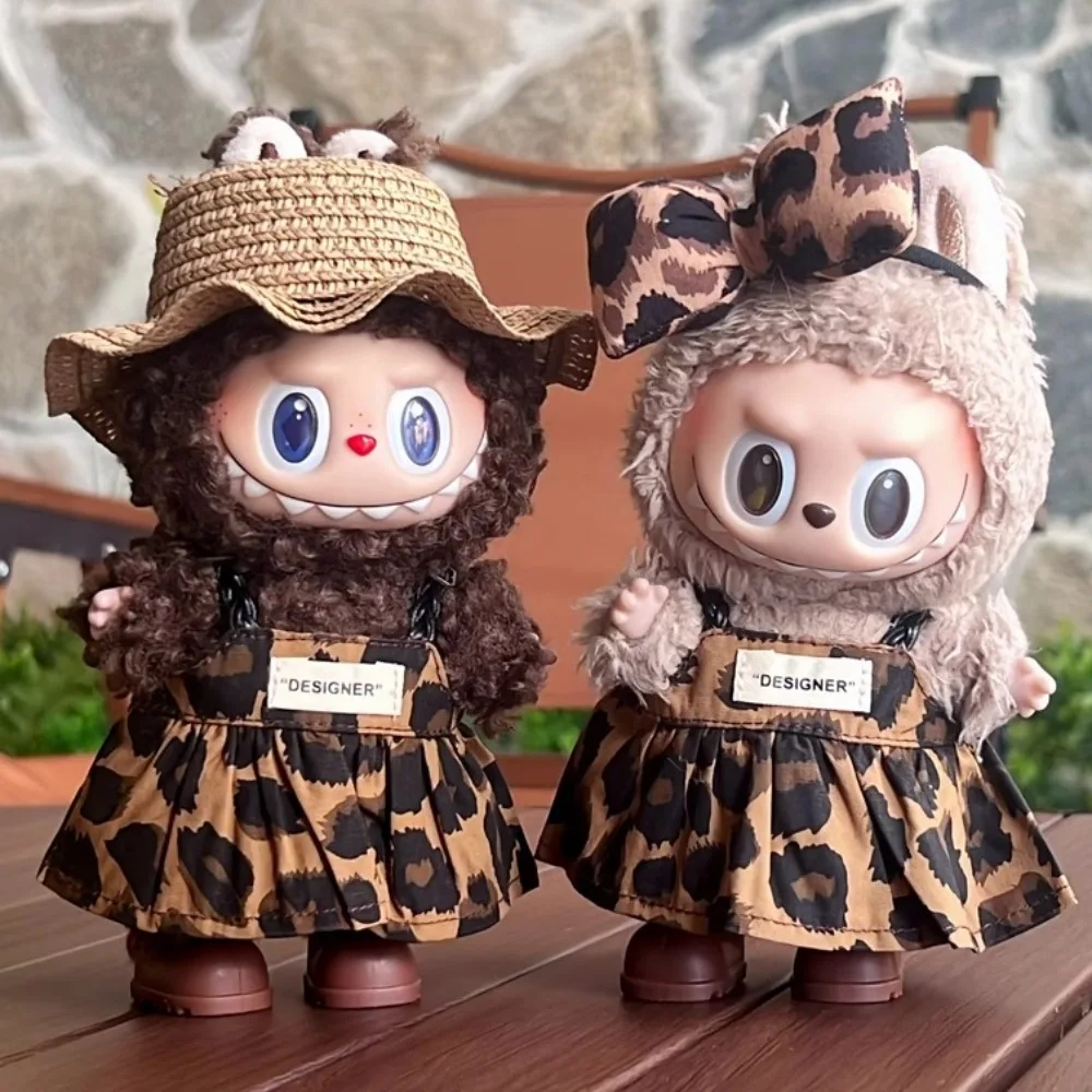 

Labubu Doll'S Clothes Outfit Accessories for 15-17cm Labubu V1 V2 V3 and 10cm Cotton Doll Leopard Print Dress Clothing Toy Gifts