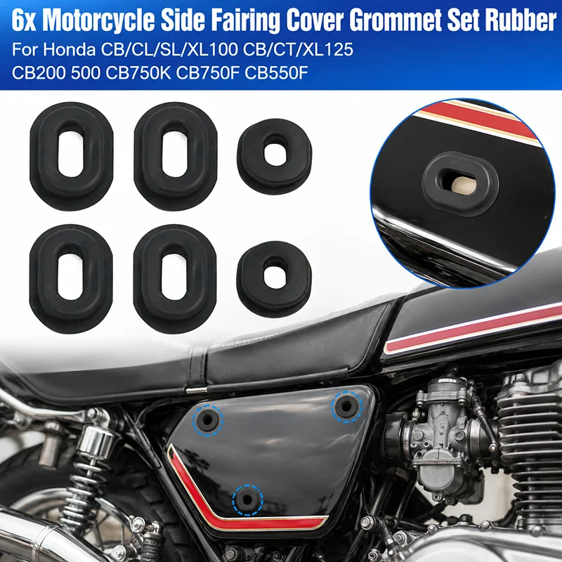 6x Motorrad Seite Verkleidung Abdeckung Tülle Set Gummi Für Honda CB/CL/SL/XL100 CB/CT/XL125 CB200 500 CB750K CB750F CB550F
