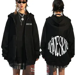 Italian Rock Band Maneskin Logo Zipper Hoodie Men's Fashion Vintage Zip Up Sweatshirt Punk Oversized Hoodies Jacket Outerwear