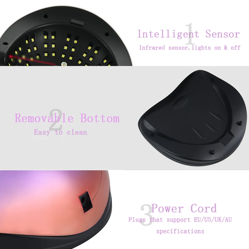 72 المصابيح المهنية مسمار مجفف مصباح مستشعر الأشعة تحت الحمراء LED مصباح مانيكير لعلاج جميع الأشعة فوق البنفسجية هلام طلاء الأظافر مسمار تجفيف أداة الصالون