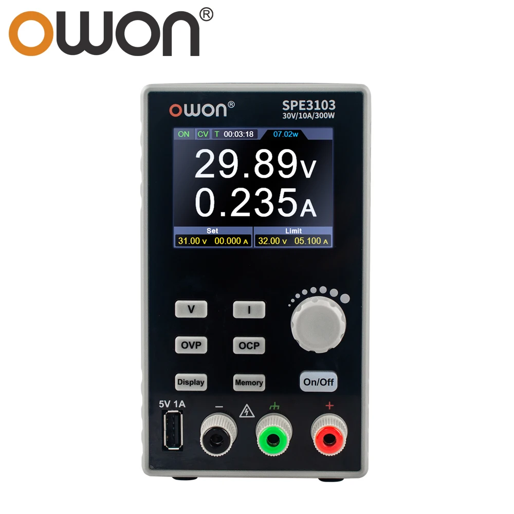 OWON DC Power Supply SPE6103 SPE3103 2.8 inch LCD with 60V/10A  30V/10A USB CC CV Laboratory Voltage Regulator DC Fast Charging