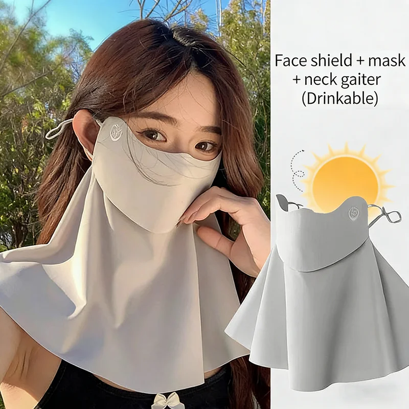 

3D Ice Silk Sunscreen Mask Women Outdoor Cycling Breathable Neck Protection 360 Air Sunscreen Mask Balaclava Sports Accessories