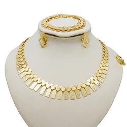 Charming Gold Color Women Jewelry Sets Necklace Earrings Bracelet Rings Sets Elegant Noble Set Party Gifts