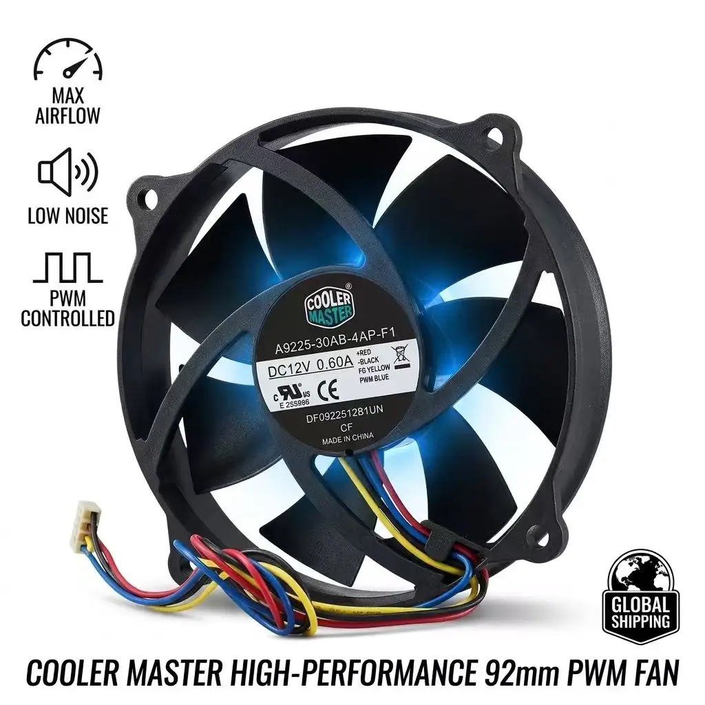 For A9225-30AB-4AP-F1 DC 12V 0.60A 9225 92x92x25mm 4Pin PWM CPU Cooler Server Inverter High Airflow Axial Cooling Fan