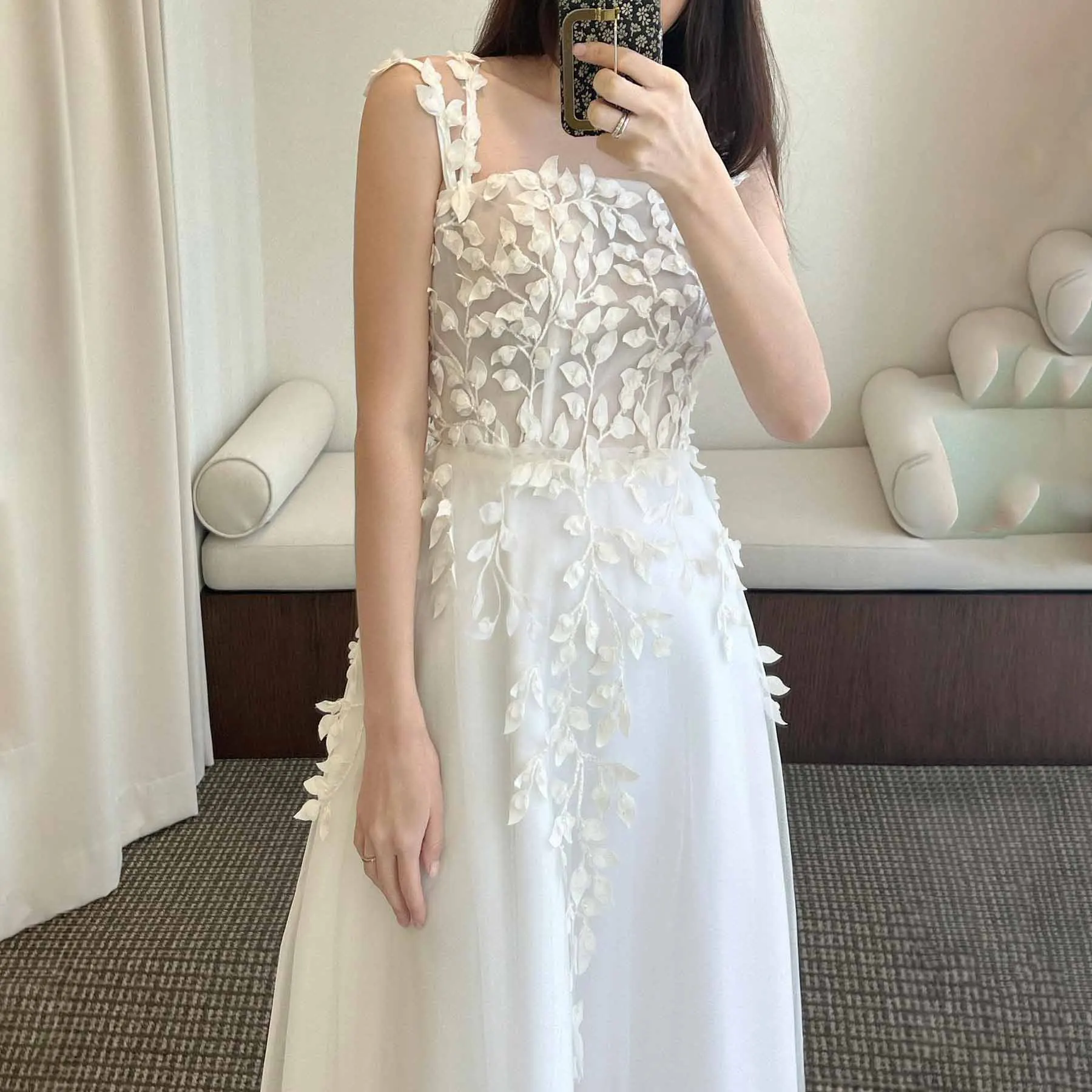 

GIOIO Strapless Korea Garden Evening Dress Appliques Sleeveless Formal 프롬드레스 Floor Length Elegant Prom Growns Party Women Bride