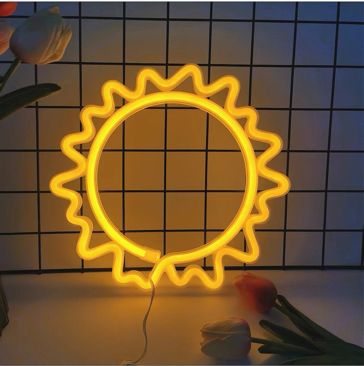 Sun LED neon light, USB/battery powered art decorative light, bedroom, holiday party, wedding decoration, birthday gift