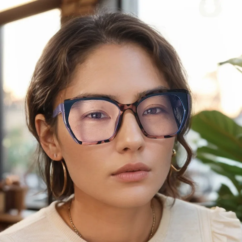 Quadratische Retro Anti-Blaulicht-Brille Damen TR90 Klare Brillengestelle Maßgefertigte Korrektionsbrille