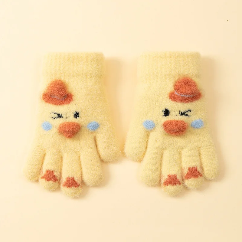 قفازات محبوكة على شكل بطة كرتونية لطيفة للأطفال من سن 3 إلى 9 سنوات مقاومة للبرد ناعمة ومريحة للاستخدام الخارجي والمنزلي #5