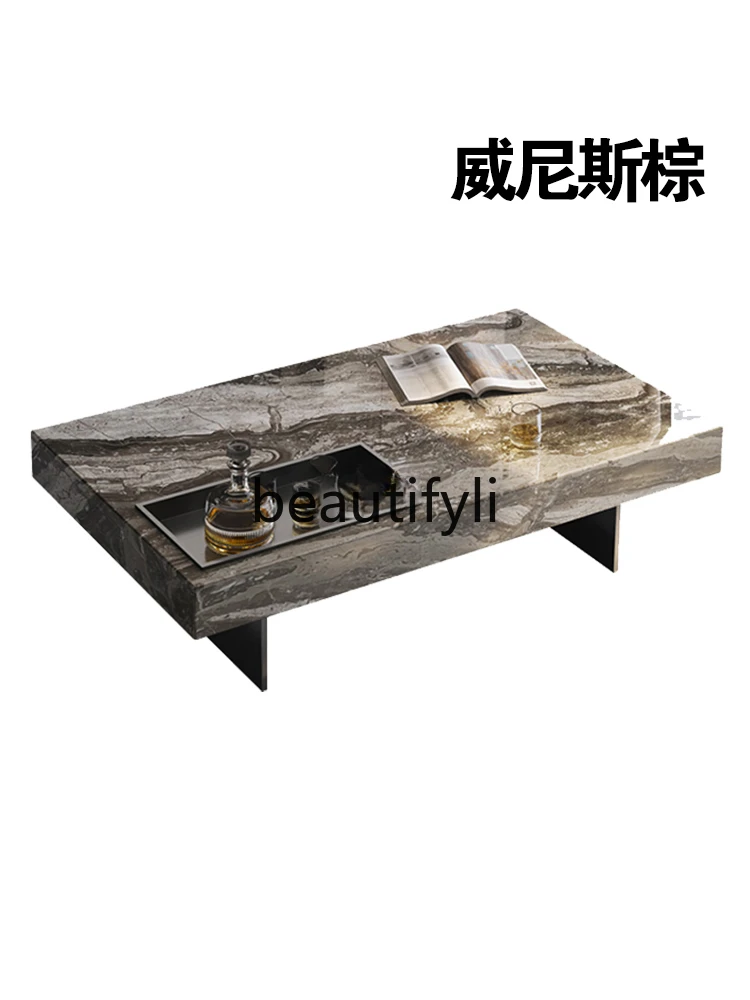 

Natural marble coffee table TV cabinet living room Italian minimalist modern simple light luxury coffee table