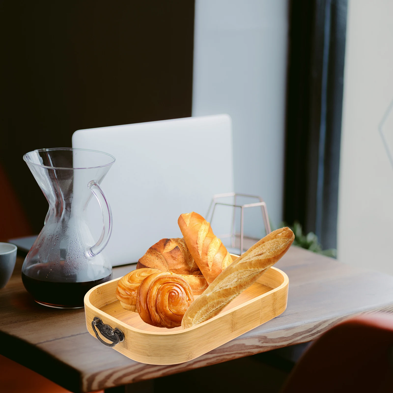 

Bamboo Food Tray Serving Tray for Living Room Kitchen Dining Table Snack Dessert Pastry Fruit Household Display Plate