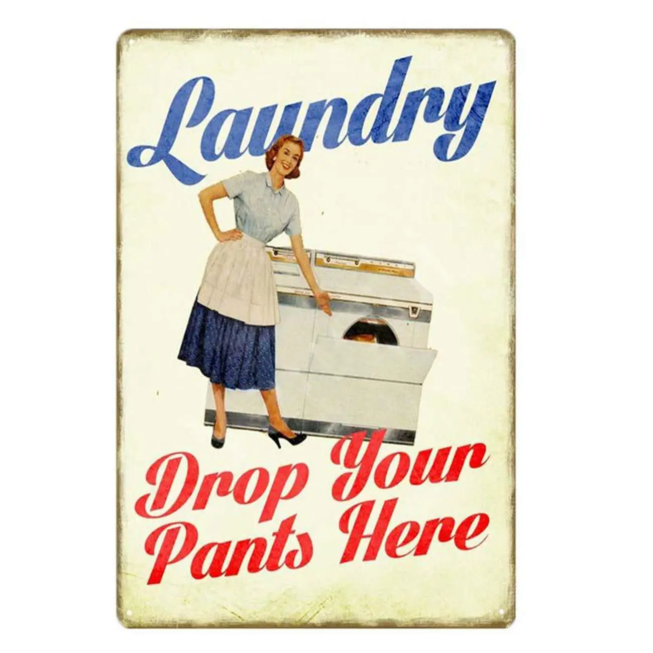 New Vintage Retro Metal Tin Sign Pin Up Girl Laundry Drop Your Pants Here Home Bar Club Kitchen Restaurant Wall Art Decor Plaque