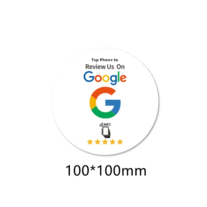 Google Review NFC Tap Sticker Round Adhesive Back Desktop NFC Tag Business Social Media Review Card