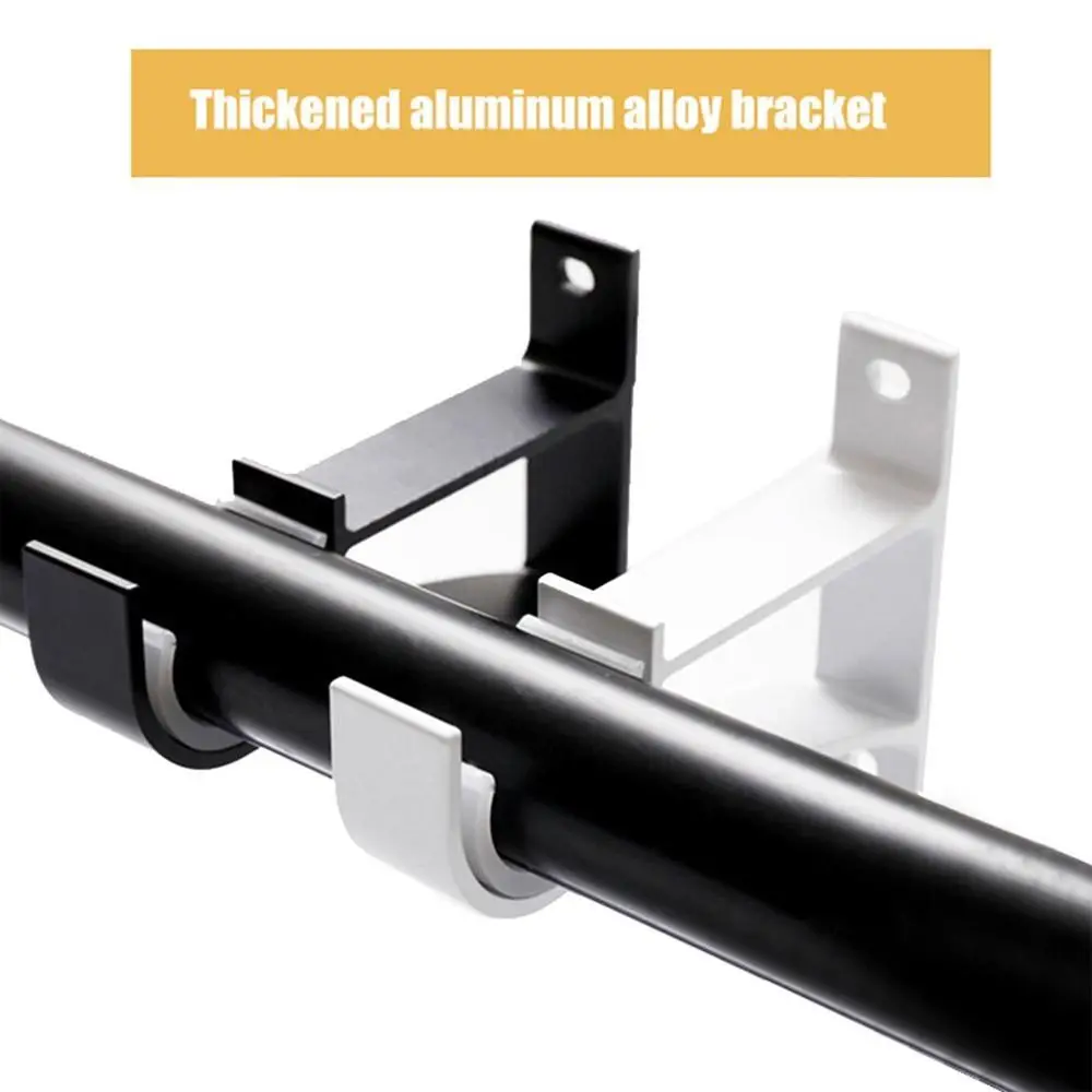 Durable Single Hang Curtain Rod Bracket Fixing Clip Thicken Hanger Hook Aluminum Alloy Crossbar Rod Support Clamp