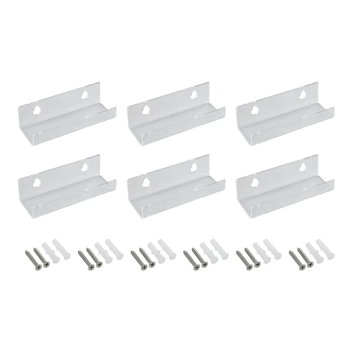 HDL Vinyl Record Shelf Wall Mount 6 Pack, 4 INCH Clear Acrylic Album Record Holder Display Floating for Bathroom, Bedroom