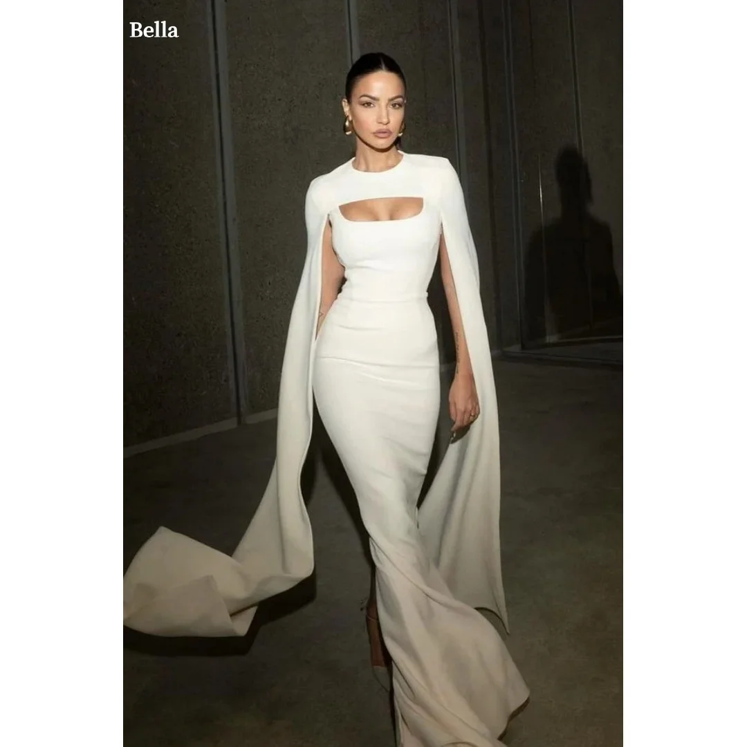 

Bella Customized White Shawl Spaghetti Strap robes de soirée Mermaid Satin Party Dresses Strapless Floor-Length Prom Dress 2025