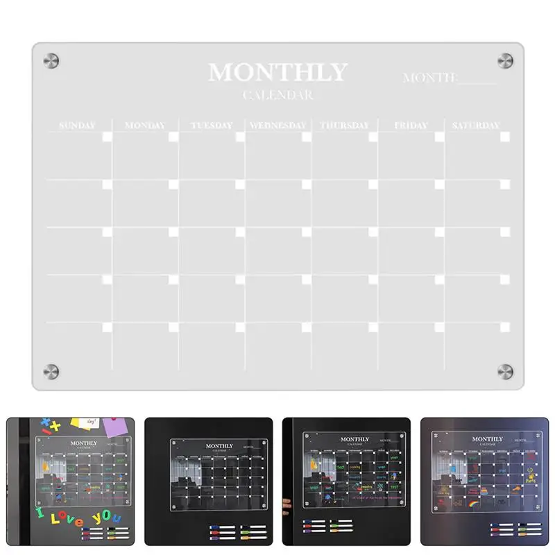 1 ชุด Weekly Plan Board Erasable อะคริลิคใส Magnetic Dry Erase Board ตู้เย็น Magnetic Board Weekly Plan เตือนจอแสดงผล