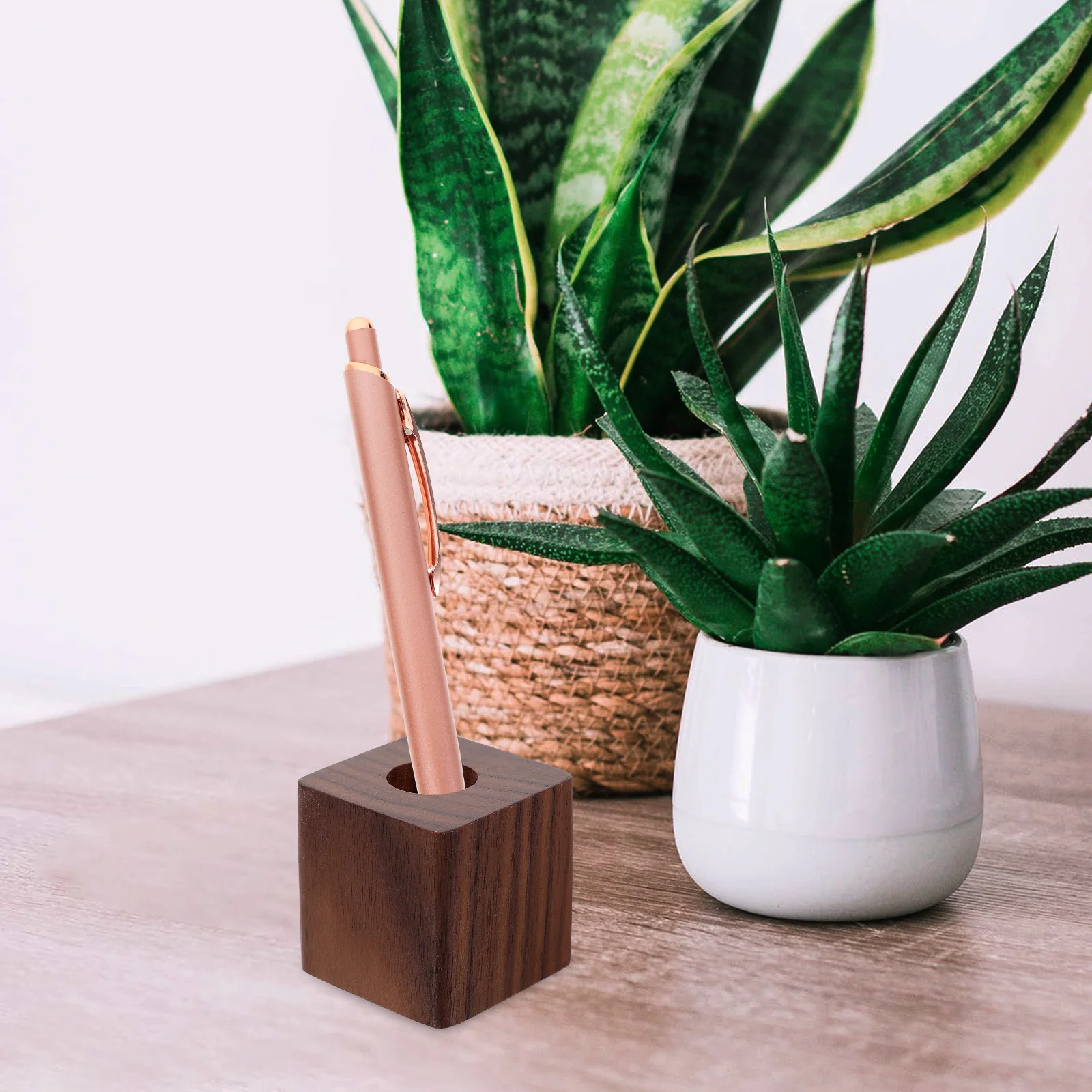 Imagem -06 - Walnut Pen Stand Holder para Sobrancelha Clear Rack Fonte Display Vertical Escrita Mesa Base Única Armazenamento de Manicure Escritório